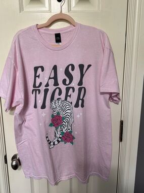 Sweet Claire Light Pink Graphic Tee with Black Tag